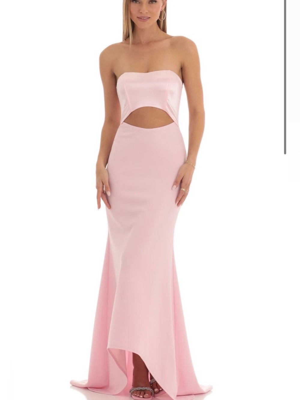 Lucy in the Sky Strapless Light Pink Cutout Gown / Dress